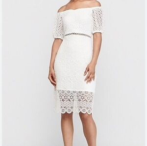 Express over the shoulder cut out lace dress